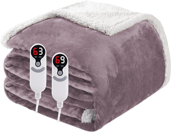 Electric Heated Blanket Queen Size 84"x90", Soft Flannel by Soypipo