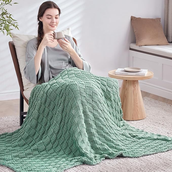 Knitted Weighted Blanket for Adult, No Beads Heavy Blanket 50” x 60'' 10lbs - Image 7