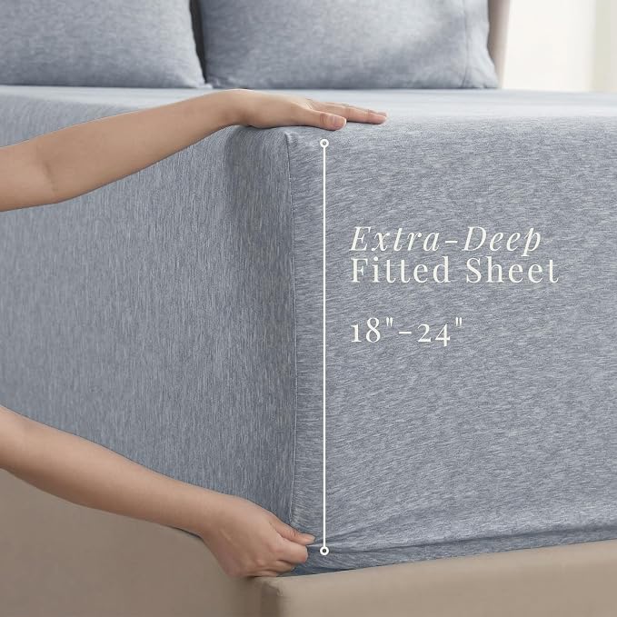 Hearth & Harbor Bed Sheets, Luxury Soft 6 Piece Bed Sheet Set Extra Deep Pocket - Image 3