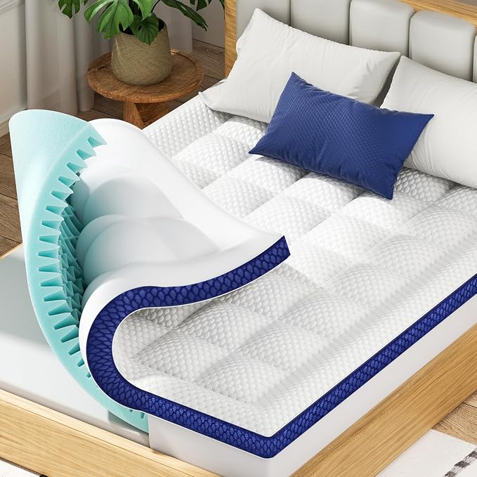 BEDELITE King Mattress Topper Dual Layer 4 Inch Memory Foam Mattress Topper by BEDELITE