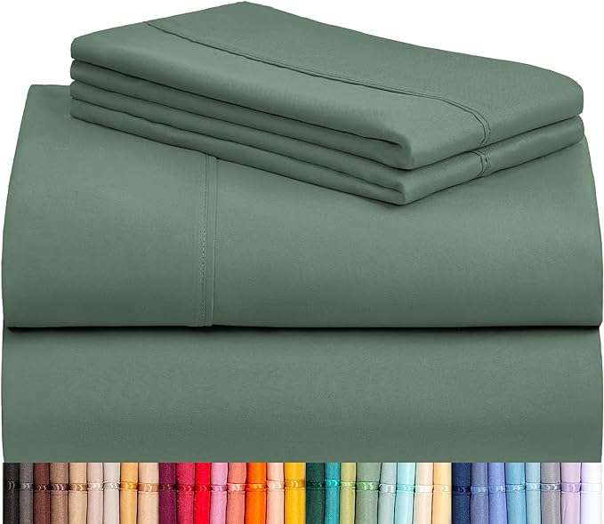 LuxClub 4 PC Full Sheet Set, Breathable Luxury Bed Sheets, Deep Pockets 18" by LuxClub