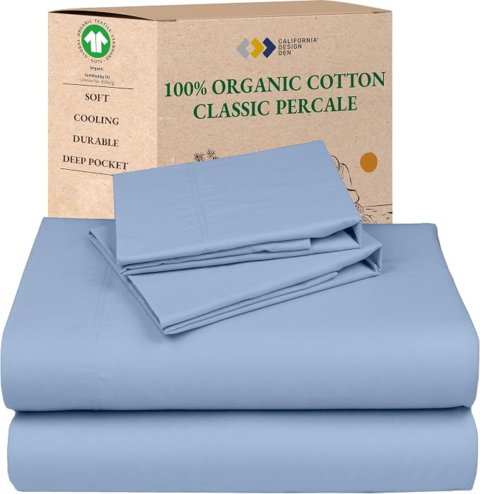 California Design Den Soft 100% Organic Cotton King Size Sheets Set by CaliforniaDesignDen