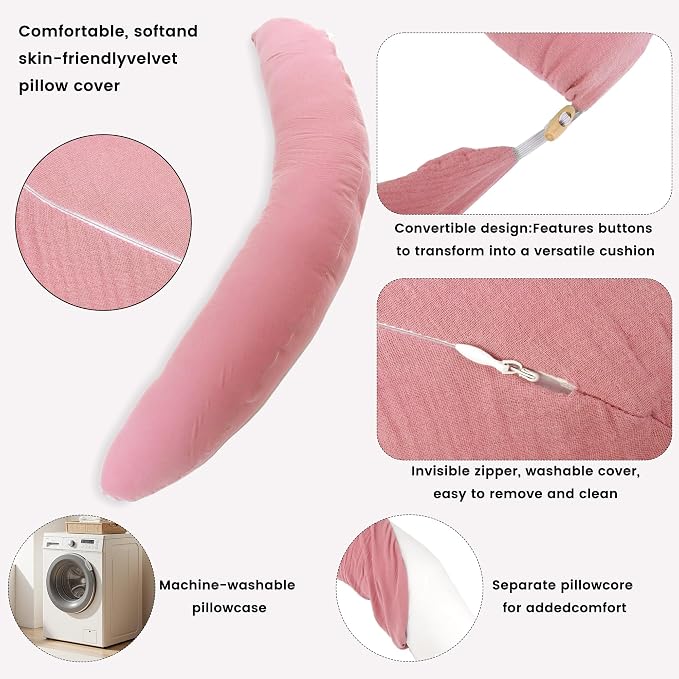 Pregnancy Pillow for Side Sleeping, 74 Inch C Shaped Long Body Pillow, Sleep - Image 4
