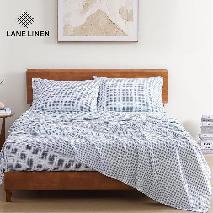 LANE LINEN 100% Organic Cotton Full Sheets Set Soft & Comfy Percale Long Staple - Image 2