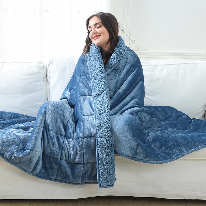 Aemicion Fluffy Sherpa Weighted Blanket 20lbs Queen Size, Cozy Flannel Heavy - Image 2