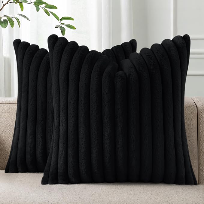Pallene Faux Fur Plush Throw Pillow Covers 26x26 Set of 2, Luxury Soft Fluffy by PALLENE