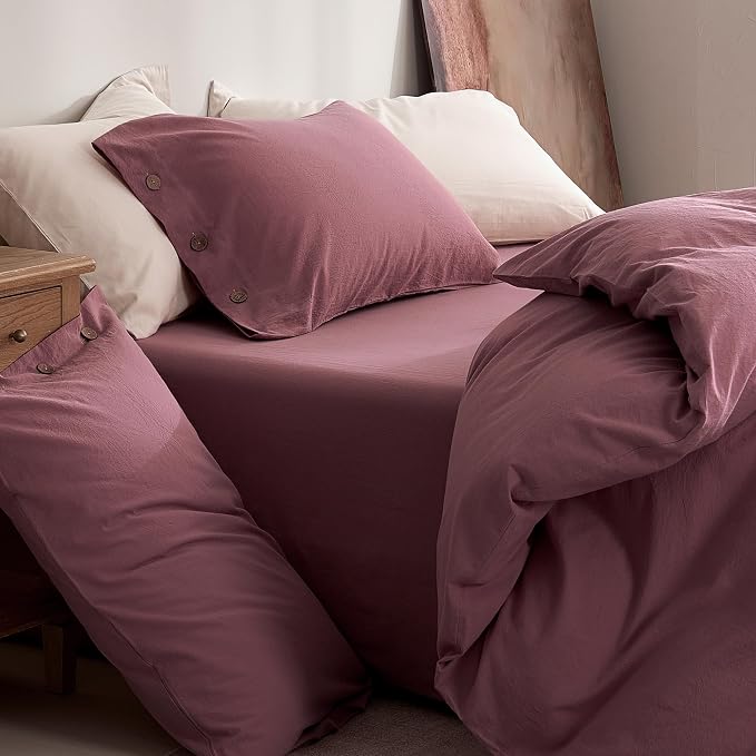 JELLYMONI 100% Washed Cotton Duvet Cover Queen – Soft, Breathable Linen-Look - Image 9