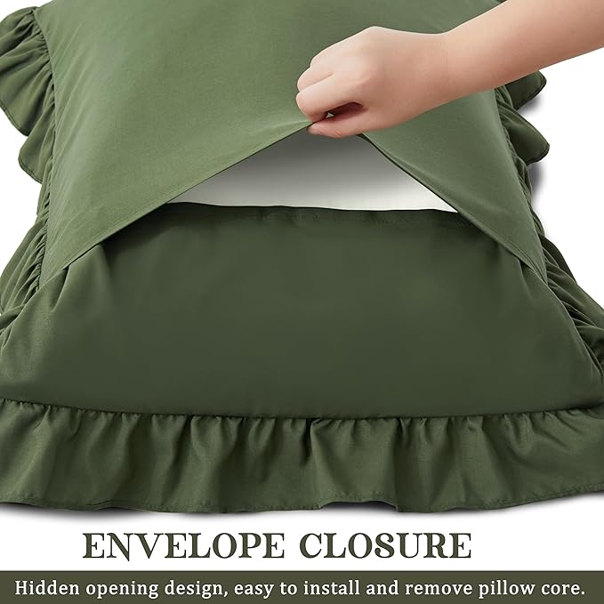 KKJIAF Ruffle Pillow Cases King Size Set of 2, Ruffled Pillow Covers - Image 5