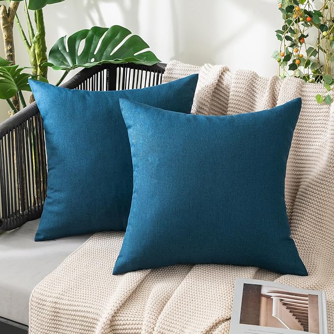 MIULEE Pack of 2 Decorative Outdoor Solid Waterproof Throw Pillow Covers Euro by MIULEE