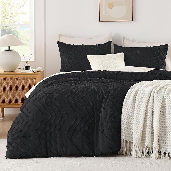 Andency Black Oversized King Comforter Set 120x98, Boho Oversize King Soft Warm by Andency