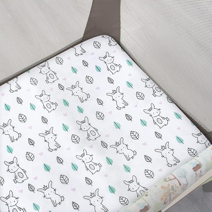 Pack and Play Sheets, 2 Pack Mini Crib Sheets, Stretchy Playard Fitted Sheet - Image 3