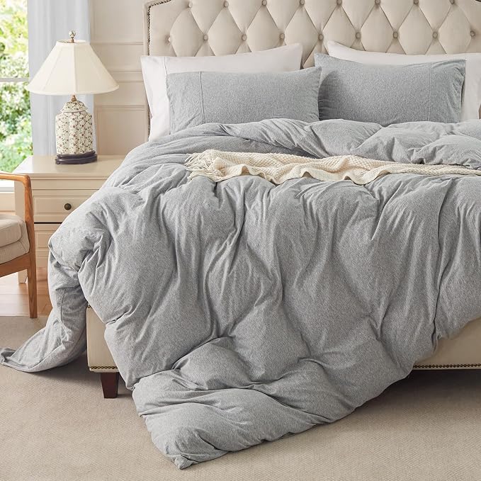PURE ERA Jersey Knit Duvet Cover Set 100% T-Shirt Cotton Super Soft Comfy 3pc - Image 2