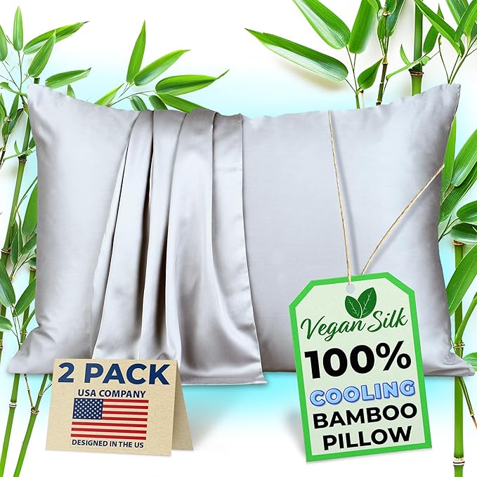 Pillow Cases - 100% Viscose Derived from Bamboo - Cooling Pillowcase - Queen by VeganSilk