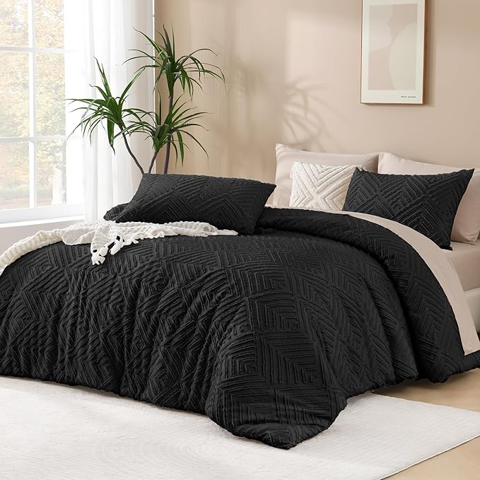 Andency Oversized King Comforter 128''x120'', 3 Pieces Black Boho Bedding Set & by Andency