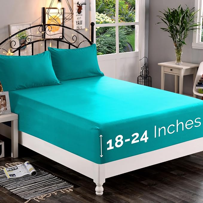 Elegant Comfort 1500 Premium Quality Fitted Sheet Ultra Soft 18-24 Inch Extra by ELEGANTCOMFORT