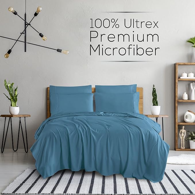 Mueller Luxury 6 PC Full Size Bed Sheets, Super Soft 1800, Deep Pocket up to - Image 2