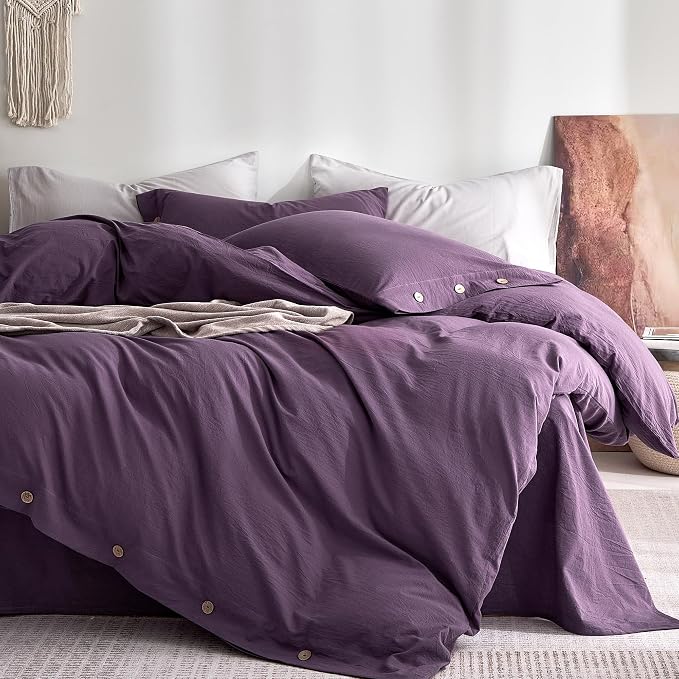 JELLYMONI 100% Washed Cotton Duvet Cover Full – Soft, Breathable Linen-Look by JELLYMONI