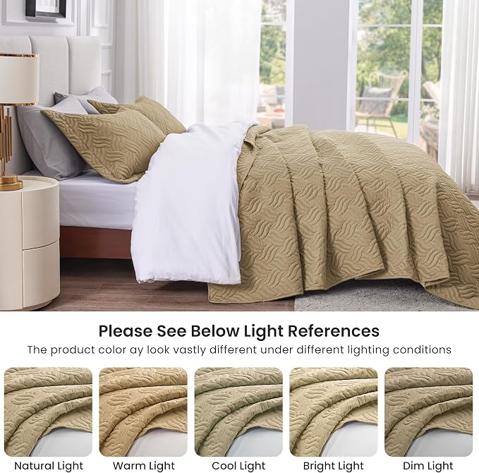 Love's cabin Quilts for Full Bed Camel Bedspreads Bedding Set - Image 5