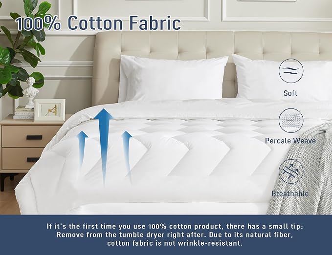 Pillow Cases, King Size Cotton Percale Weave Pillowcases, Pre-Shrunk Breathable - Image 4