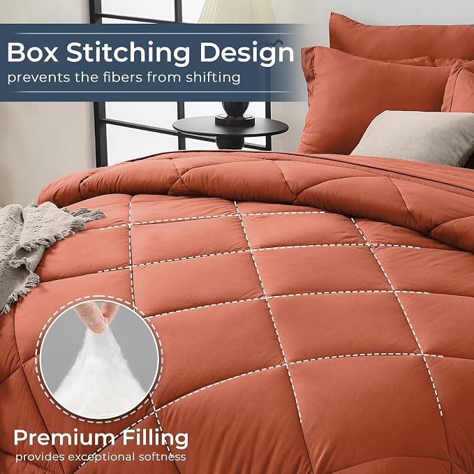 HEVUMYI Burnt Orange Twin-XL Comforter Set - Image 4