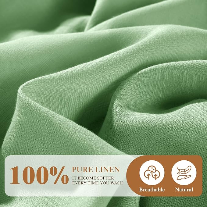SONORO KATE 100% French Linen Fitted Sheet - Image 2