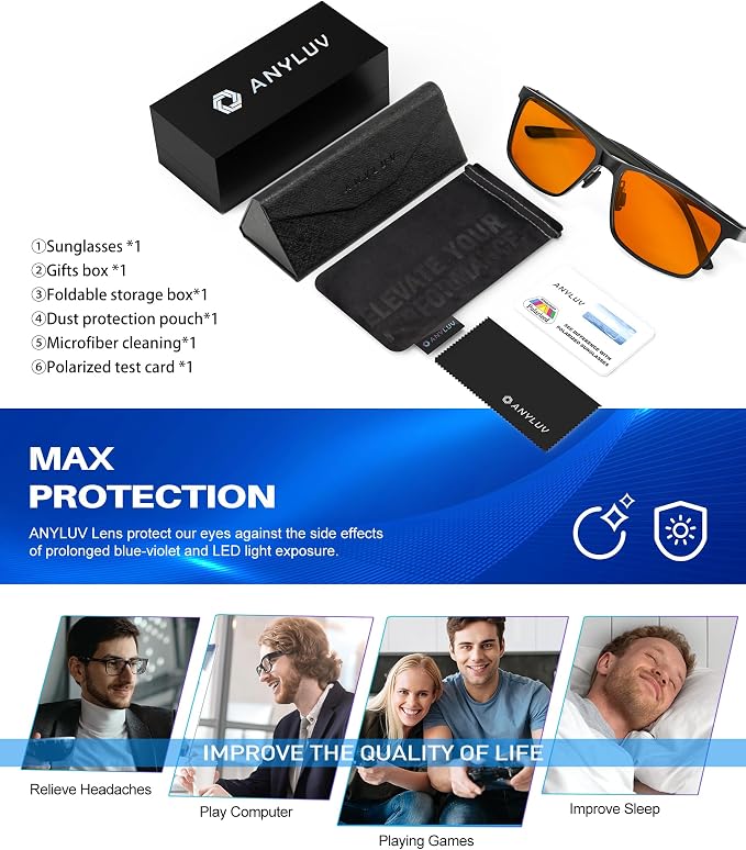 ANYLUV Blue Light Glasses Men, Relieve Eyestrain and Eye Protection, Al-Mg - Image 7