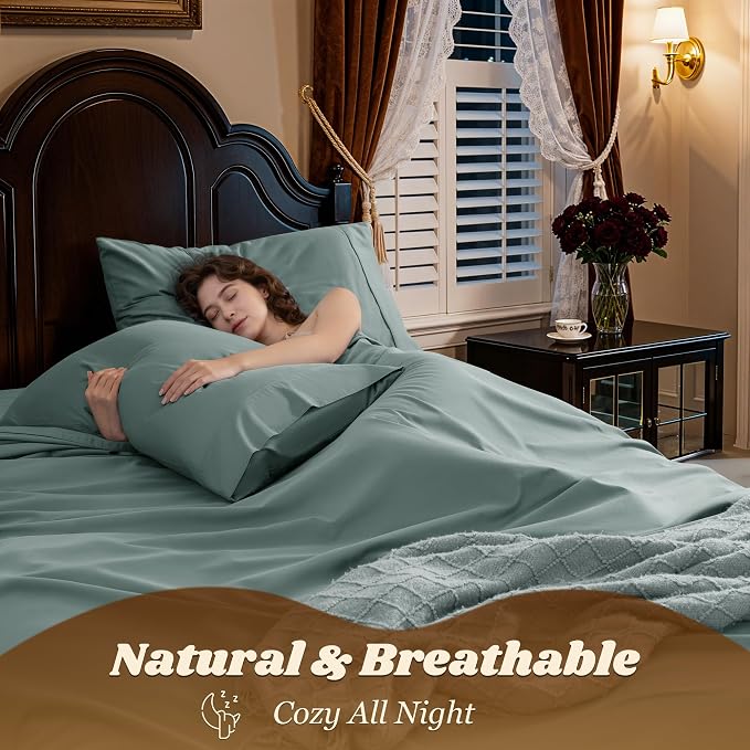 LBRO2M 100% Cotton Sheets Set Deep Pocket 19", 1000 Thread Count King Size 4 - Image 5