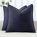 MIULEE Decorative Linen Pillow Covers 20x20 Inch Navy ​Boho Farmhouse​ ​Neutral by MIULEE