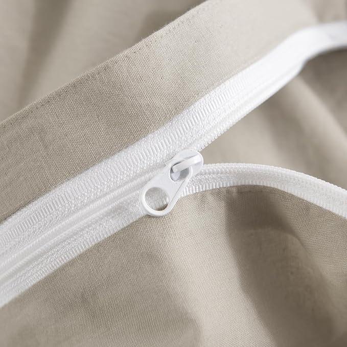 NEXHOME PRO 100% Washed Cotton Duvet Cover Queen Size, Ogranic Natural Linen - Image 9