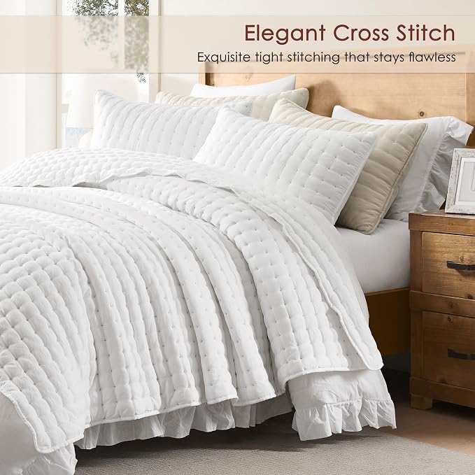 WDCOZY White Twin Size Quilt Bedding Sets - Image 3