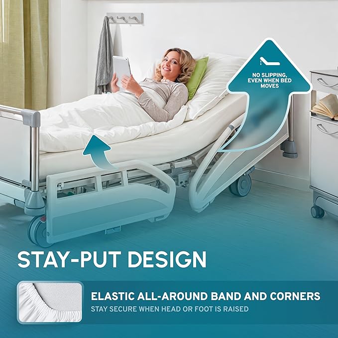 White Classic Fitted Hospital Bed Sheets, Cotton Fitted Sheet - Image 3