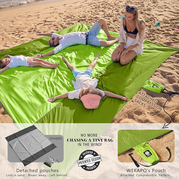 WEKAPO Beach Blanket Sandproof Waterproof, Extra Large Beach Mat, Oversized & - Image 3