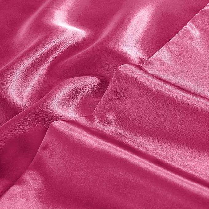 Aormenzy Satin Pillow Cases for Women Queen Size Set of 2, Hot Pink Satin - Image 7