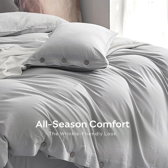JELLYMONI 100% Washed Cotton Duvet Cover Queen – Soft, Breathable Linen-Look - Image 5