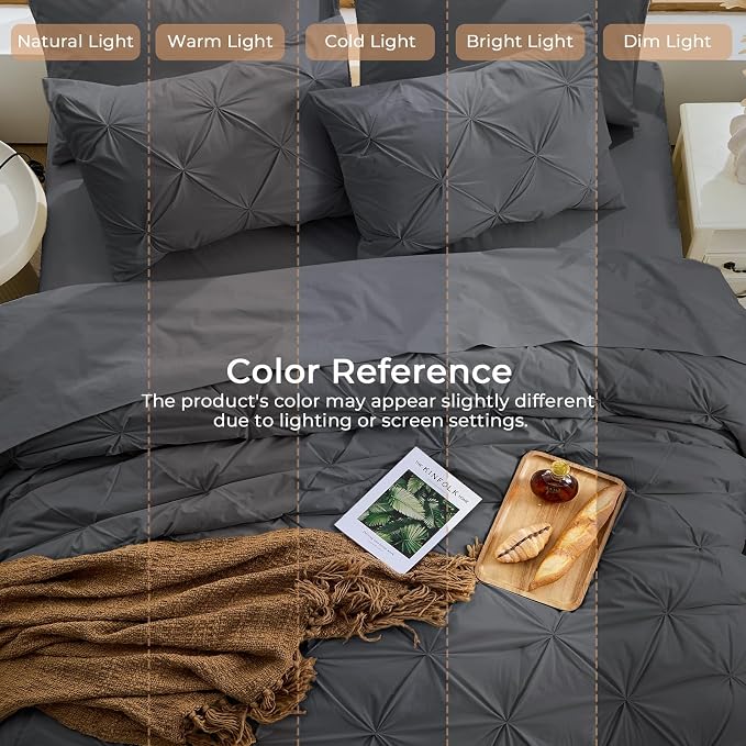 Sasttie Twin XL Comforter Set, 5-Piece Bed in a Bag, Pintuck Bedding Set - Image 8