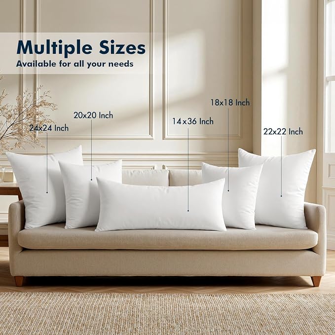 MIULEE Throw Pillows Inserts, 14x36 Inch 100% Virgin Fiber Filling Bed Couch - Image 6