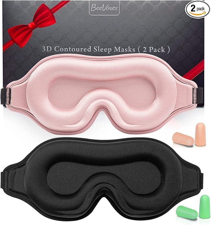 BeeVines 2 Pack 3D Contoured Sleep Mask Sleeping Eye Masks by BeeVines