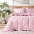 Gingham Duvet Cover Queen Size, 3 Pieces Soft Breathable Microfiber Plaid by Kisswish