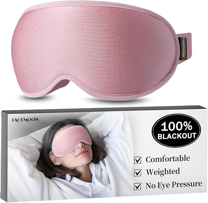 Weighted Sleep Mask for Women: 3D Contoured Blackout Eye Mask for Eyelash by FACEMOON