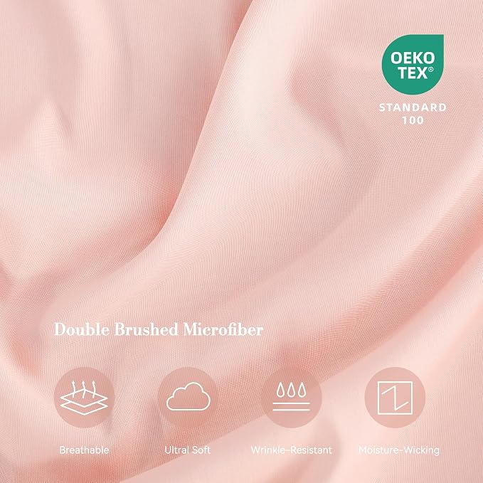 Pink King Sheet Set 4 Piece, Soft Breathable Cooling Microfiber Bed Sheets - Image 5