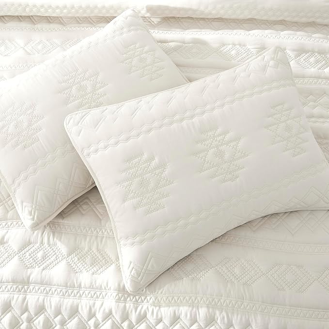 WDCOZY Boho Ivory Oversized California Cal King Size Quilt Bedding Sets - Image 4