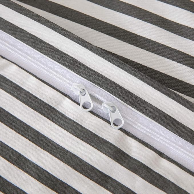 JELLYMONI 100% Natural Cotton 3pcs Striped Duvet Cover Sets, - Image 4
