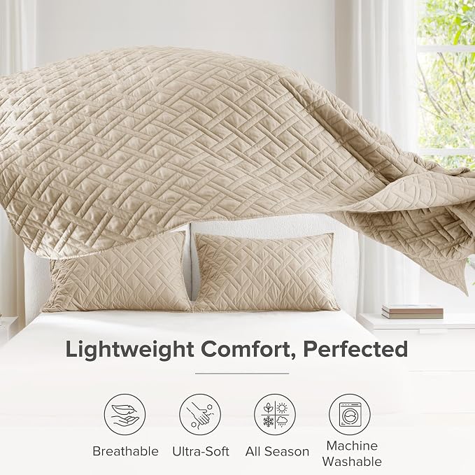 Comfort Spaces Queen Quilt Set Modern Reversible Diamond Coverlet Queen Bedding - Image 3
