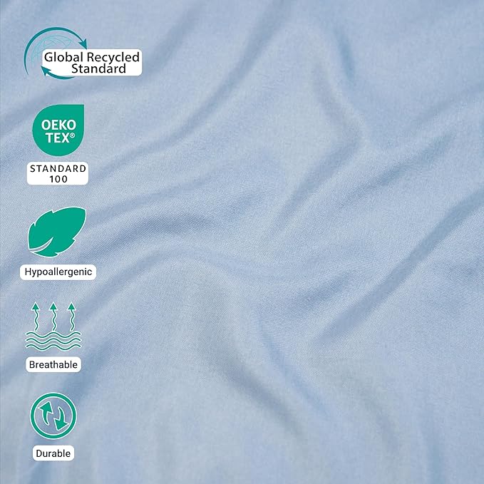 ZPECC Full Flat Sheet Only 1 Pack, Durable Light Blue Top Bed Sheets - Image 2