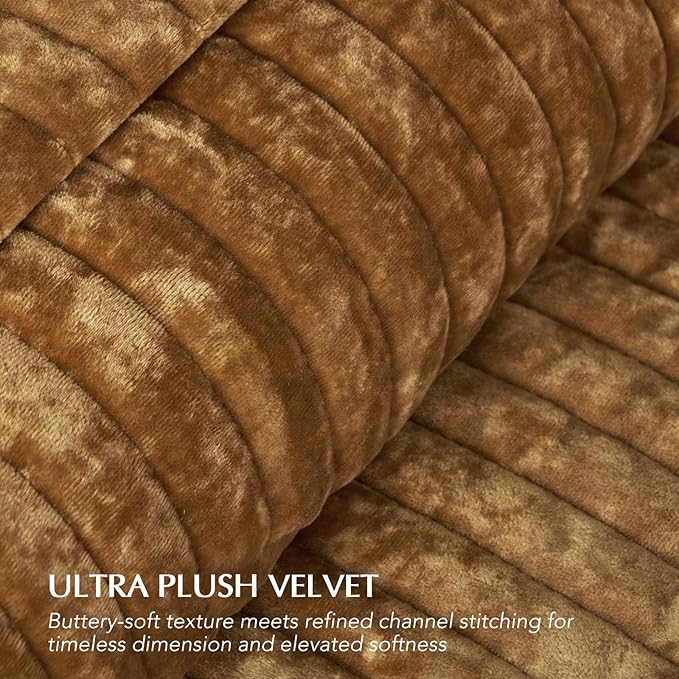 EVERGRACE Velvet Quilt Set King Size, Luxurious Soft Striped Channel Bedding Set - Image 4