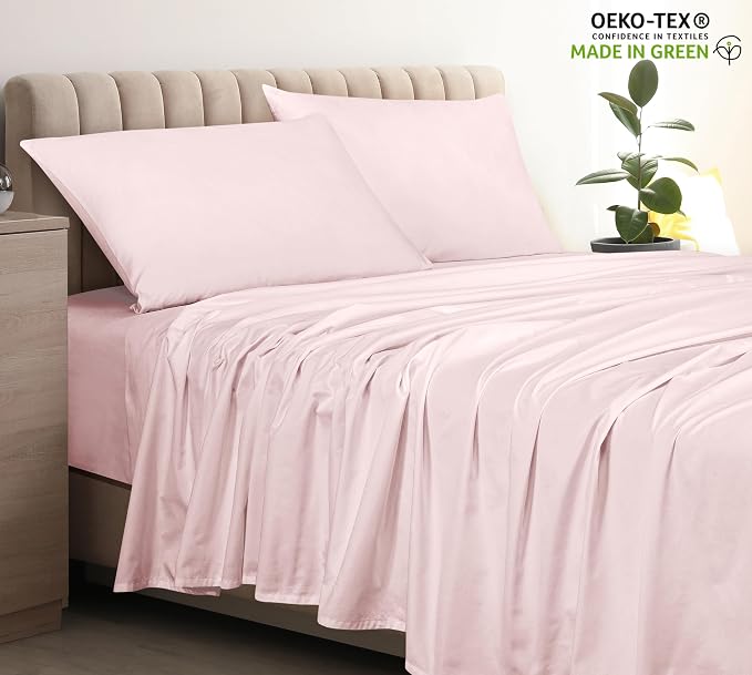 400 Thread Count 100% American Grown Cotton Pink Flat Sheet Only - Image 3