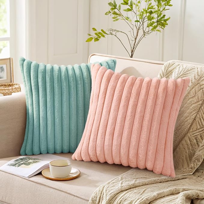 Pallene Faux Fur Plush Throw Pillow Covers 18x18 Set of 2, Luxury Soft Fluffy - Image 5