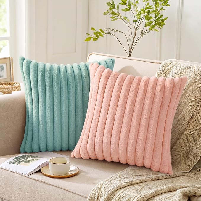 Pallene Faux Fur Plush Throw Pillow Covers 24x24 Set of 2, Luxury Soft Fluffy - Image 5