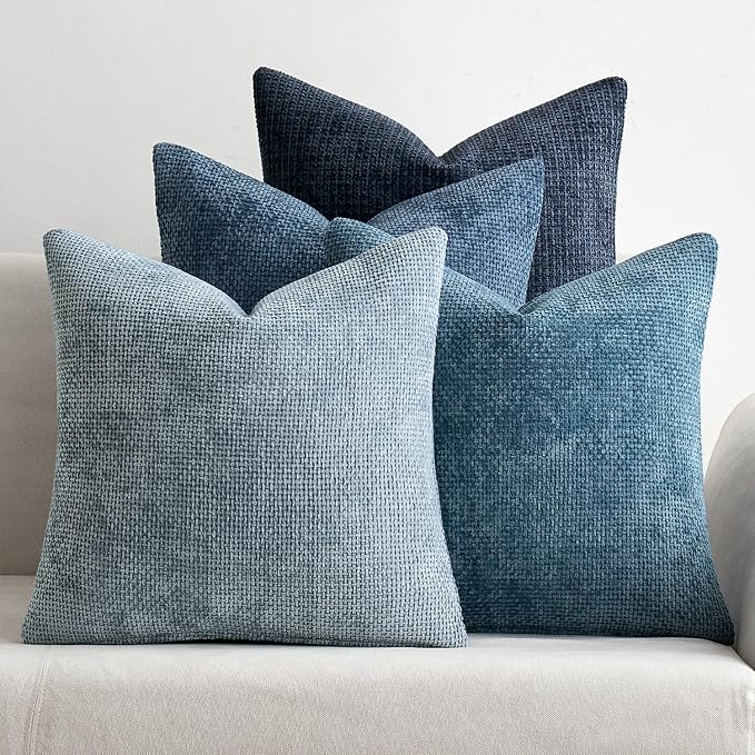 MIULEE Pack of 4 Couch Throw Pillow Covers 22x22 Inch Neutral Blue Soft by MIULEE