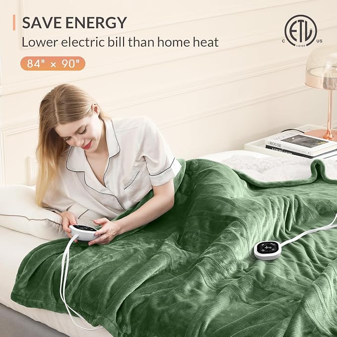 HOMLYNS LuxeHeat Heated Blanket Electric Blanket Queen Size, Soft Flannel - Image 6